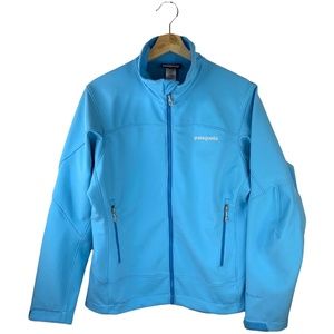 Patagonia Polartec Womens Full Zip Windblock Softshell Jacket Light Blue Medium